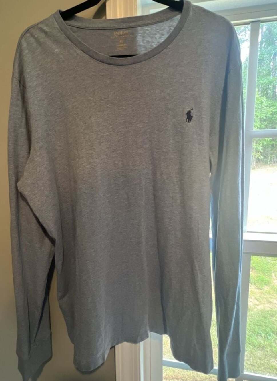 Polo Ralph Lauren Men's Custom Fit Long Sleeve Crewneck T-Shirt, light blue